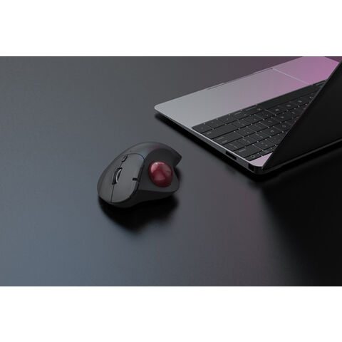 2.4G + BT1 + BT2 Ergonomische kabellose optische Trackball-Maus, präzise, leichtgängige Daumensteuerung, 3 Geräteverbindungen
