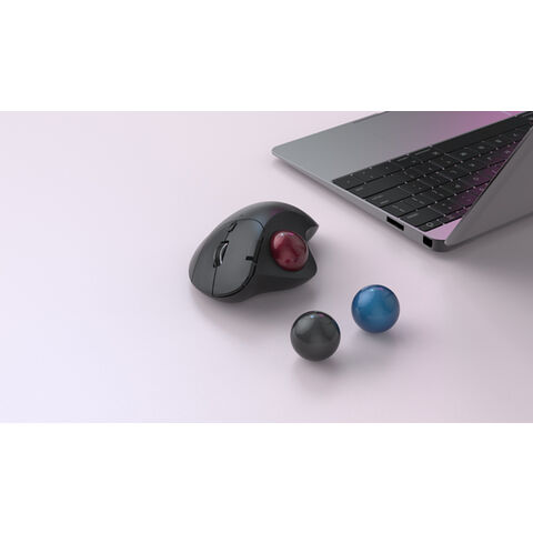2.4G + BT1 + BT2 Ergonomische kabellose optische Trackball-Maus, präzise, leichtgängige Daumensteuerung, 3 Geräteverbindungen