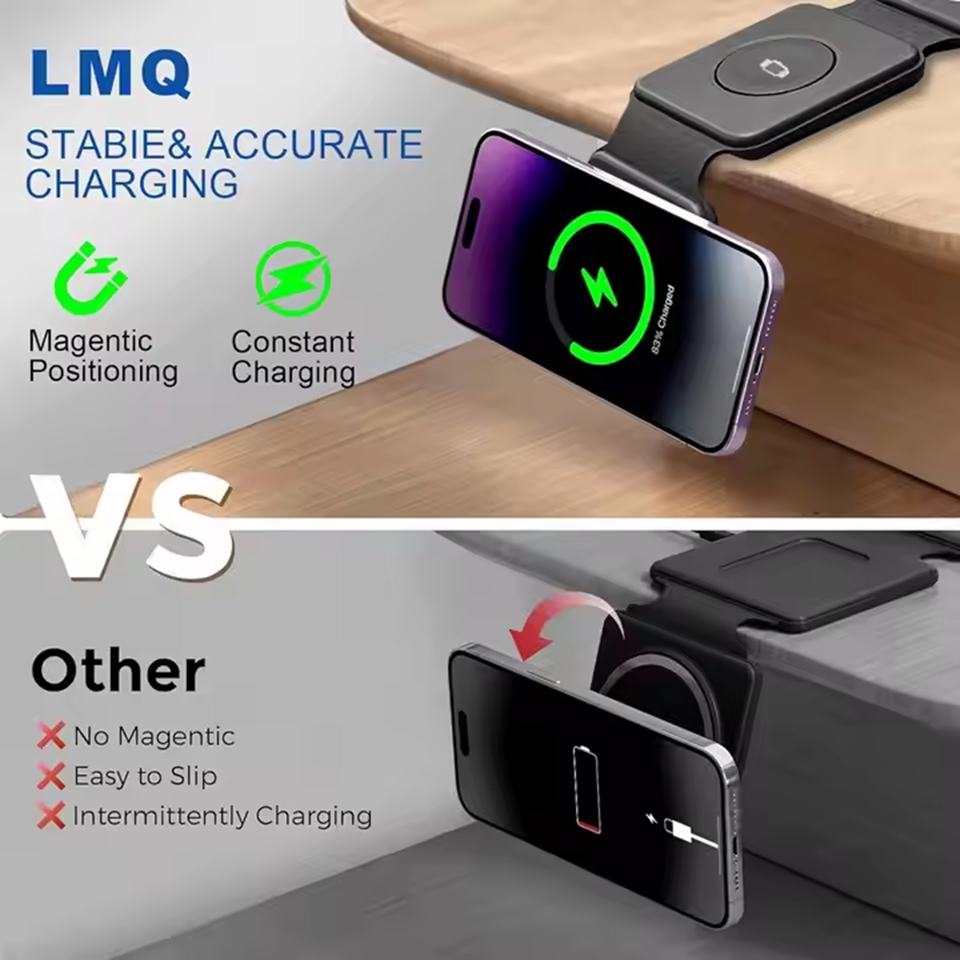 Multifunction Magnetic 3 In 1 Foldable 15w Wireless Charger Fast ...