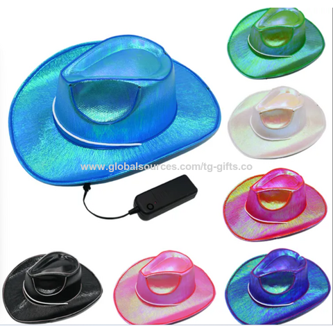Christmas hat glowing cowboy hat with LED light for party decoration