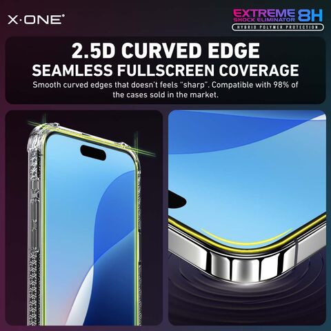 Protector de Pantalla Completo X.one 2.5D, Vidrio Templado 8H Anti-Impacto para iPhone 16promax/16pro/16plus/16, 15, 14 - Claridad HD