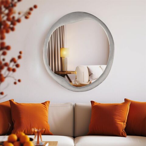 Espejo Ondulado con Marco de Terciopelo Vintage Moderno Irregular Personalizado para Baño