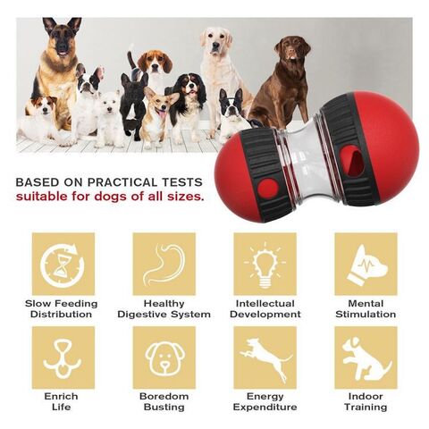 Jouet Puzzle pour Chien, Distributeur de Friandises Réglable, Balle Distributrice de Nourriture, Distributeur Lent Robuste, Jouet d'Entraînement pour Chiots, Enrichissement, Logo Imprimable