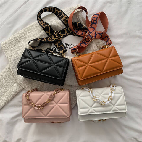 Bolsa de mão casual simples personalizada, alça de ombro larga, bolsa de ombro única, bolsa pequena de corrente grossa