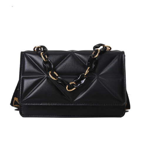 Bolsa de mão casual simples personalizada, alça de ombro larga, bolsa de ombro única, bolsa pequena de corrente grossa