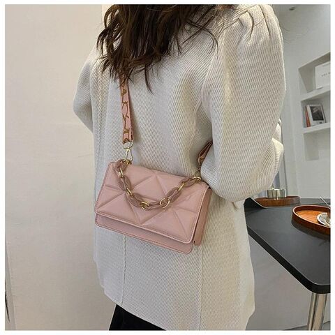 Bolsa de mão casual simples personalizada, alça de ombro larga, bolsa de ombro única, bolsa pequena de corrente grossa