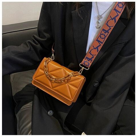 Bolsa de mão casual simples personalizada, alça de ombro larga, bolsa de ombro única, bolsa pequena de corrente grossa
