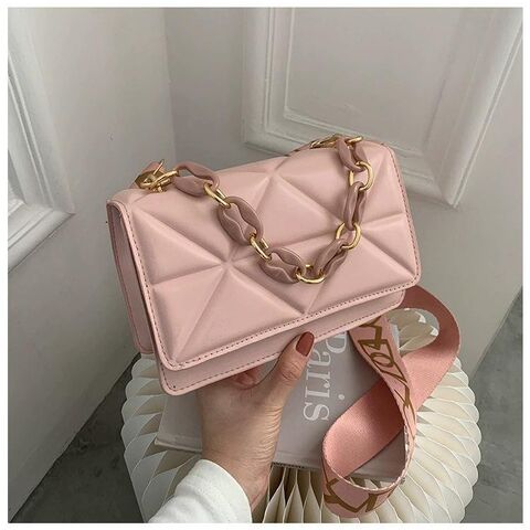 Bolsa de mão casual simples personalizada, alça de ombro larga, bolsa de ombro única, bolsa pequena de corrente grossa