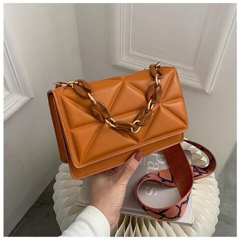 Bolsa de mão casual simples personalizada, alça de ombro larga, bolsa de ombro única, bolsa pequena de corrente grossa