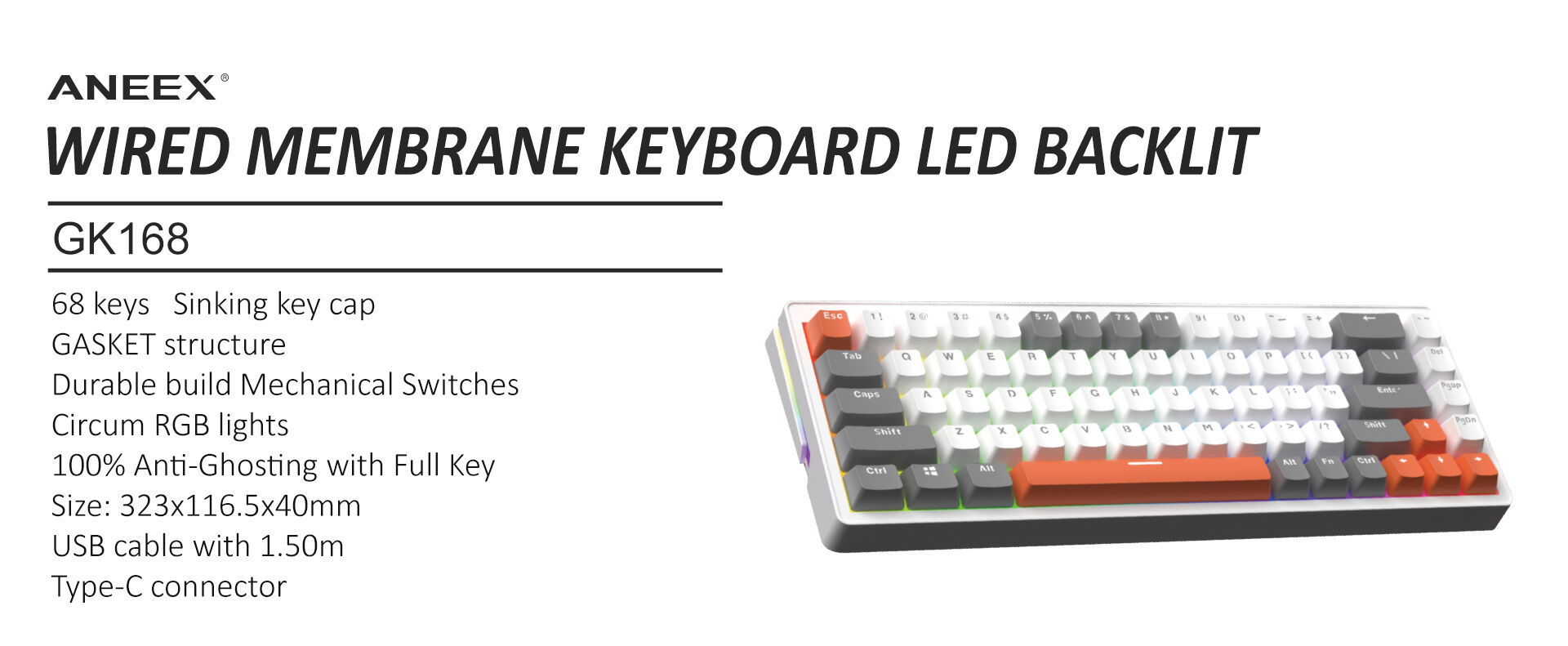 Magnetic Ergonomic Switc Wired 68-key Gaming Keyboard Custom F Keyboard ...