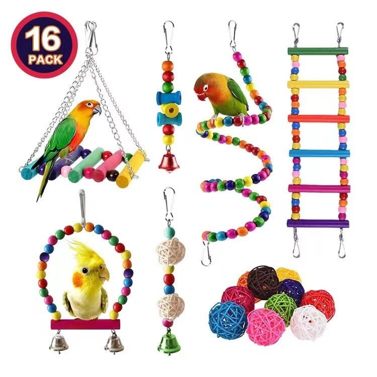 Diy Parrot Training Toys Set Adjustable Foraging Balancing Perch With ...