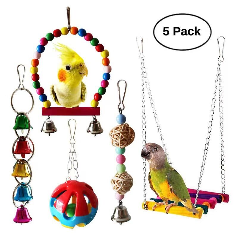 Diy Parrot Training Toys Set Adjustable Foraging Balancing Perch With ...