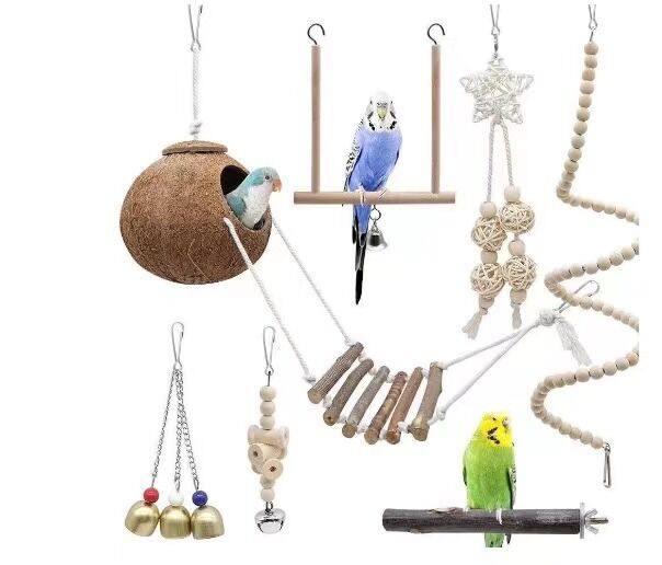 Diy Parrot Training Toys Set Adjustable Foraging Balancing Perch With ...