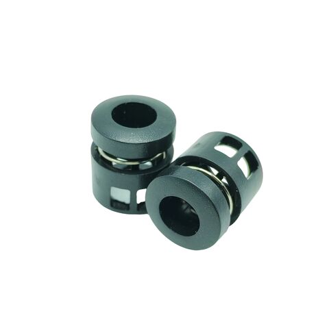 Attaches en plastique en gros avec boucle à ressort supérieure creuse, adaptées aux bagages et aux vestes de vêtements. Ouverture maximale de 4 mm.