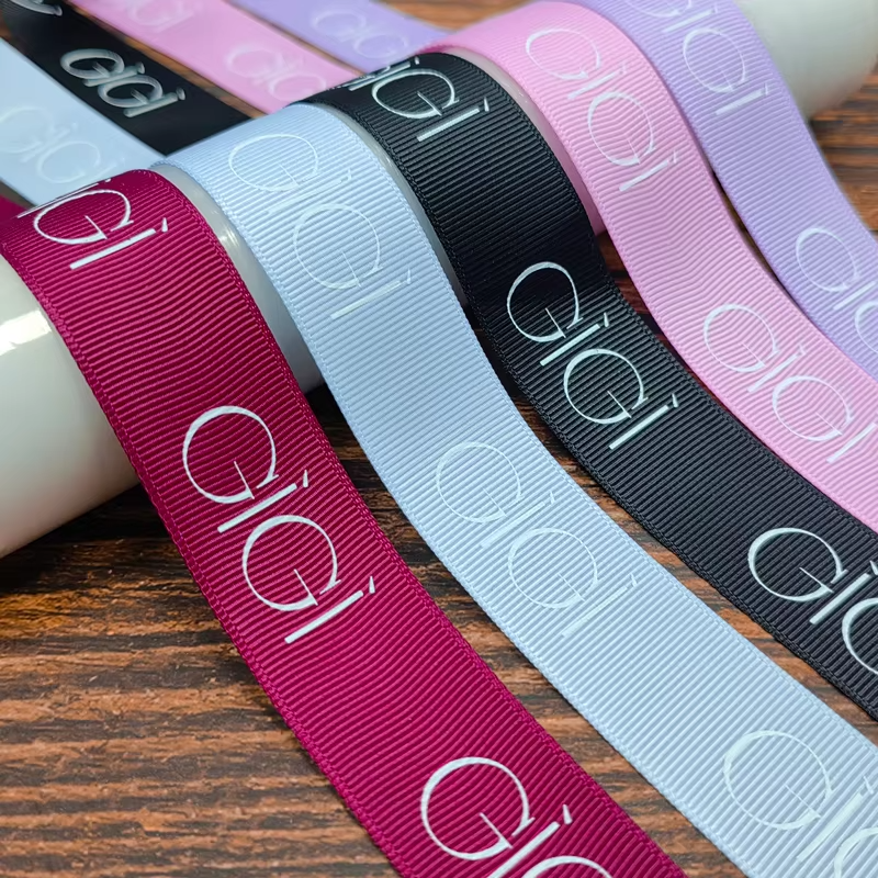 Silk Gross Grain Personalized Ribbon Screen Ink Printed Grosgrain ...