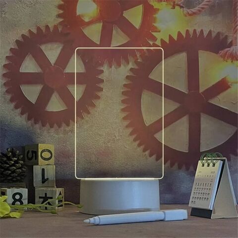 Lâmpada LED 3D DIY por atacado com caneta, Quadro de Notas em Acrílico, Luz Noturna LED Regravável com Quadro de Mensagens, Presente de Dia dos Namorados