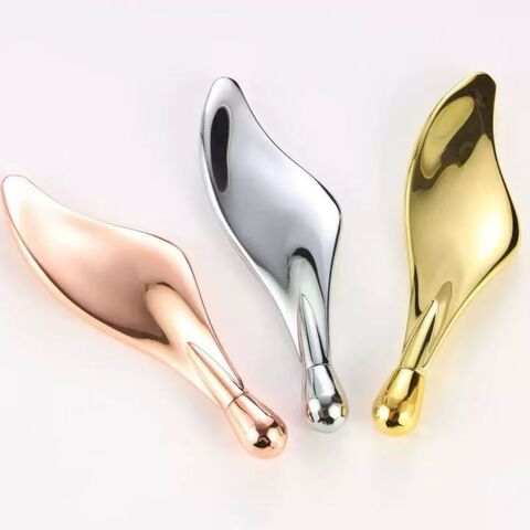 Vente en gros transfrontalière nouveau masseur oculaire décongestionnant planche de gua sha faciale en forme de feuille