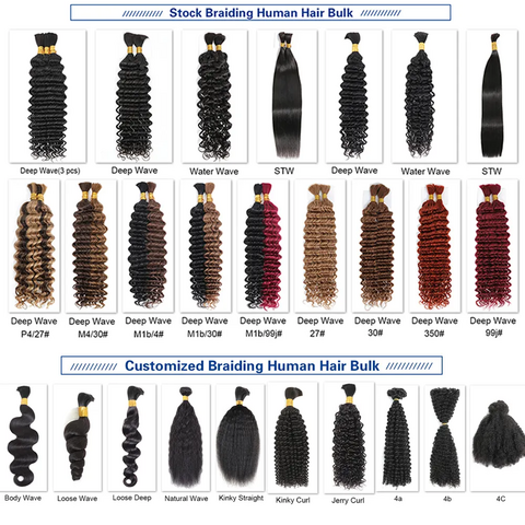 Bunte Haarverlängerungen für Zöpfe im Großhandel - Jungfräuliches Echthaar zum Zopfloch, Bulk Ware ohne Weft, Boho Braids Großhandel Echthaar