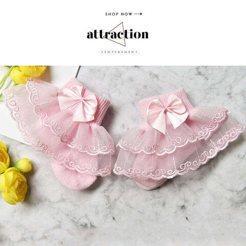 Großhandel Design Niedlich Klassisch Prinzessin Mädchen Spitze Rüschensocken Mode Kinder Slouch Knöchel Rüschensocken