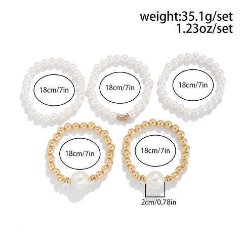SISSLIA Übertriebenes Damen-Perlenarmband-Set, kreatives Temperament, große runde Perlen, Micro-Set-Armband