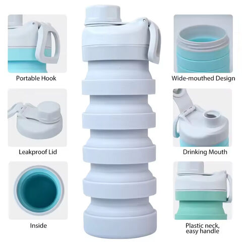 BPA-freie, faltbare Silikon-Wasserflasche, leicht, auslaufsicher, wiederverwendbar, für Reisen, Camping, Wandern, Radfahren, Yoga und Outdoor-Sport – individuell anpassbar.