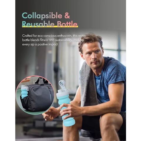 BPA-freie, faltbare Silikon-Wasserflasche, leicht, auslaufsicher, wiederverwendbar, für Reisen, Camping, Wandern, Radfahren, Yoga und Outdoor-Sport – individuell anpassbar.