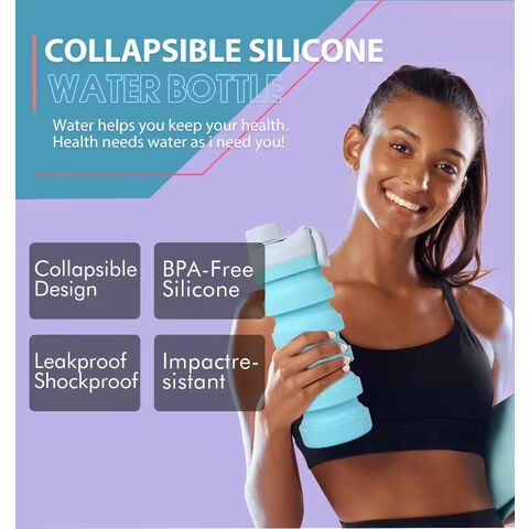 BPA-freie, faltbare Silikon-Wasserflasche, leicht, auslaufsicher, wiederverwendbar, für Reisen, Camping, Wandern, Radfahren, Yoga und Outdoor-Sport – individuell anpassbar.