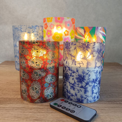 Bougies Électroniques Imprimées Acryliques à Trois Lumières LED pour la Décoration Intérieure et Extérieure des Centres Commerciaux et des Parcs d'Attractions