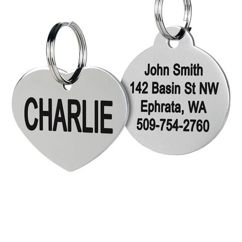 Vente en gros de plaques d'identification personnalisées pour chiens et chats en acier inoxydable, collier gravé, plaques d'identification pour chiens, nom, identification, os vierge pour animaux de compagnie