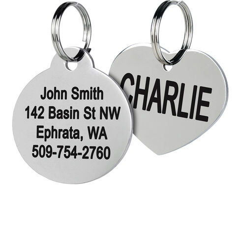Vente en gros de plaques d'identification personnalisées pour chiens et chats en acier inoxydable, collier gravé, plaques d'identification pour chiens, nom, identification, os vierge pour animaux de compagnie