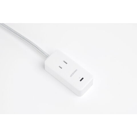 Alargador de 1 toma de CA con 1 cargador tipo C, puertos USB inteligentes y tipo C, 20 W PD