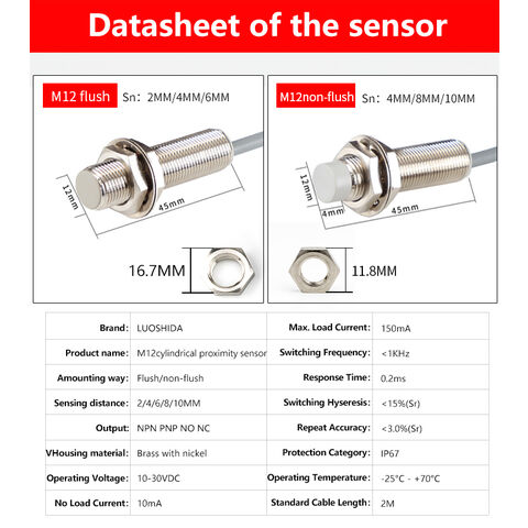 M12 Näherungsschalter Analogausgang 8mm 10-30VDC PNP Sensor induktiv 3-Draht induktiver Schalter