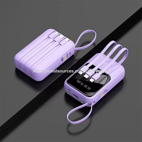 Integrierte Kabel-Powerbanks, Tragbare Mini-Powerbanks aus Kunststoff mit integriertem Kabel