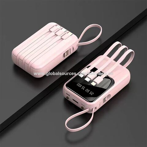 Integrierte Kabel-Powerbanks, Tragbare Mini-Powerbanks aus Kunststoff mit integriertem Kabel