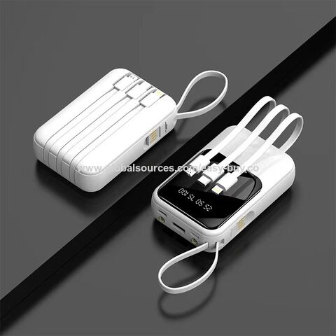 Integrierte Kabel-Powerbanks, Tragbare Mini-Powerbanks aus Kunststoff mit integriertem Kabel