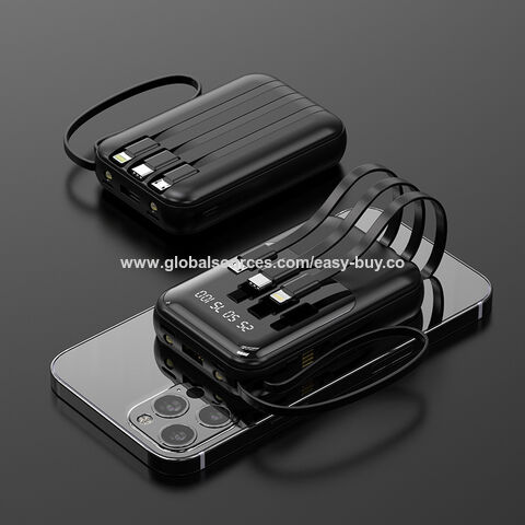 Integrierte Kabel-Powerbanks, Tragbare Mini-Powerbanks aus Kunststoff mit integriertem Kabel
