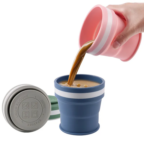 Tragbarer, faltbarer Silikonbecher für Reisen, Outdoor, aus lebensmittelechtem Material, Kompression, Mundspülbecher, Wasserflaschen