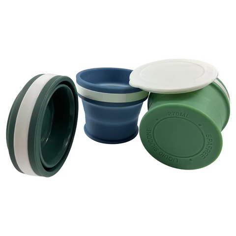 Tragbarer, faltbarer Silikonbecher für Reisen, Outdoor, aus lebensmittelechtem Material, Kompression, Mundspülbecher, Wasserflaschen