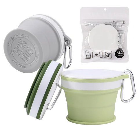 Tragbarer, faltbarer Silikonbecher für Reisen, Outdoor, aus lebensmittelechtem Material, Kompression, Mundspülbecher, Wasserflaschen