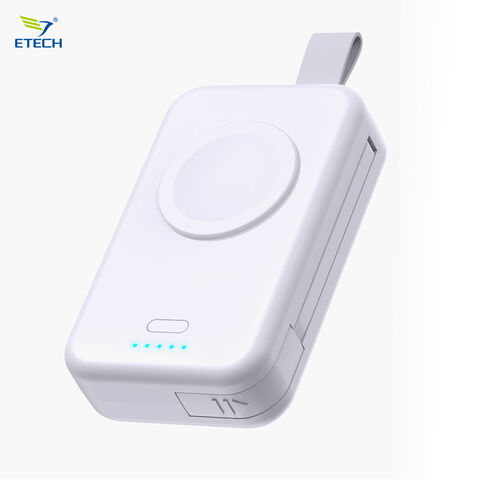 Mini Batterie Externe Portable en Forme de Montre avec Fixation Magnétique, Charge 2-en-1 Filaire/Sans Fil, Design Porte-Clés Idéal pour les Voyages, Support OEM.