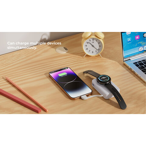 Mini Batterie Externe Portable en Forme de Montre avec Fixation Magnétique, Charge 2-en-1 Filaire/Sans Fil, Design Porte-Clés Idéal pour les Voyages, Support OEM.