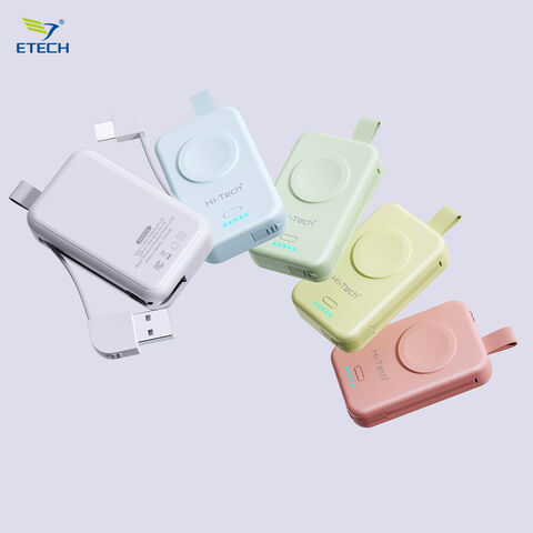 Mini Batterie Externe Portable en Forme de Montre avec Fixation Magnétique, Charge 2-en-1 Filaire/Sans Fil, Design Porte-Clés Idéal pour les Voyages, Support OEM.