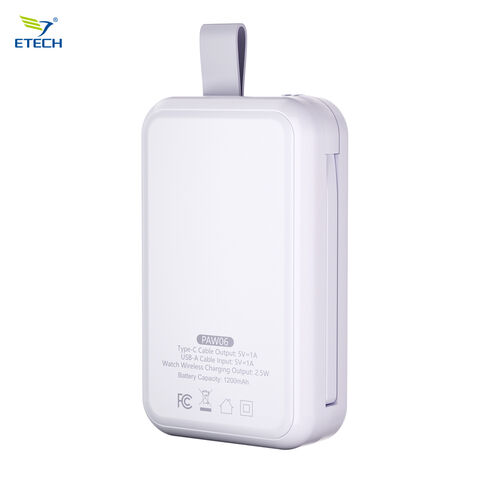 Mini Batterie Externe Portable en Forme de Montre avec Fixation Magnétique, Charge 2-en-1 Filaire/Sans Fil, Design Porte-Clés Idéal pour les Voyages, Support OEM.