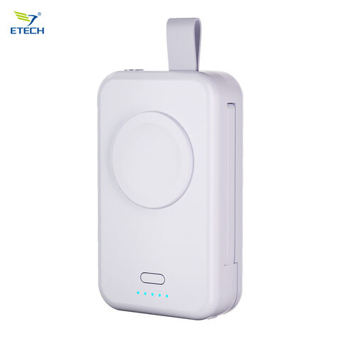 Mini Batterie Externe Portable en Forme de Montre avec Fixation Magnétique, Charge 2-en-1 Filaire/Sans Fil, Design Porte-Clés Idéal pour les Voyages, Support OEM.
