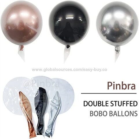 Ballons Latex Noir Or Rose - Ballon Bobo Double Couche Gonflé pour Anniversaire, Baby Shower, Mariage, Fiançailles