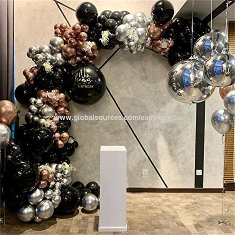 Ballons Latex Noir Or Rose - Ballon Bobo Double Couche Gonflé pour Anniversaire, Baby Shower, Mariage, Fiançailles
