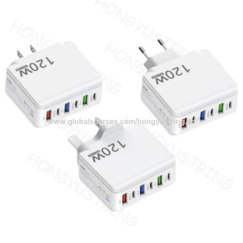 Chargeur Intelligent 120W Adaptateur de Voyage Prise US/EU/UK Adaptateur Téléphone Port Unique 3USB+3PD - Charge Rapide pour Professionnels