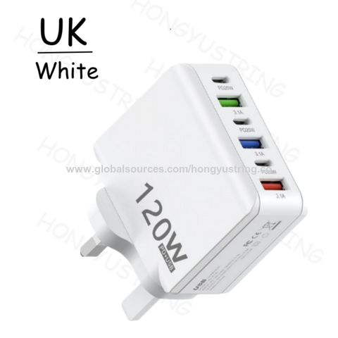 Chargeur Intelligent 120W Adaptateur de Voyage Prise US/EU/UK Adaptateur Téléphone Port Unique 3USB+3PD - Charge Rapide pour Professionnels