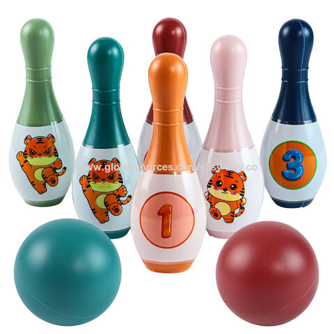 Conjunto de boliche de plástico para interior, brinquedo inteligente com bordas arredondadas