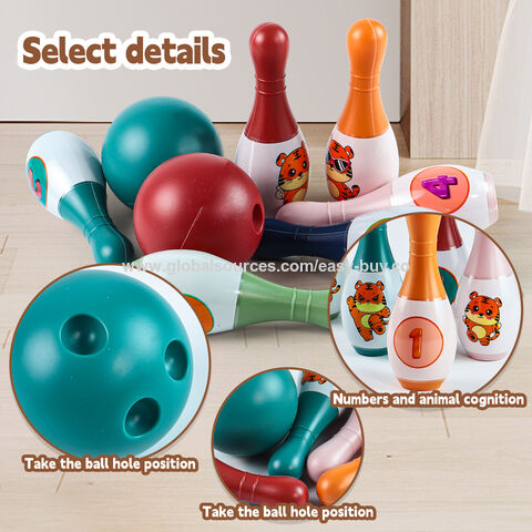 Conjunto de boliche de plástico para interior, brinquedo inteligente com bordas arredondadas